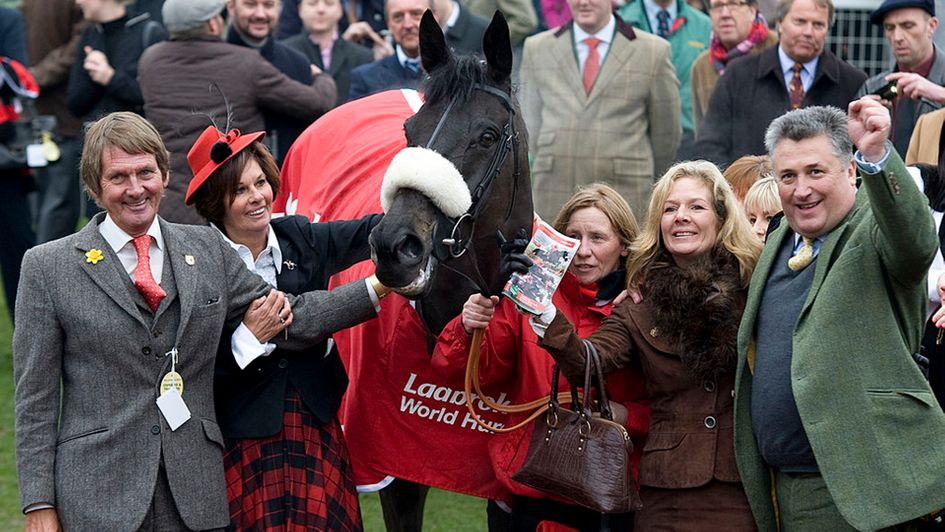 Andy Stewart (left) celebrates after Big Buck's wins The Ladbrokes World Hurdle in 2012