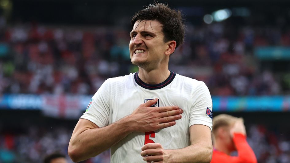 Harry Maguire celebrates after victory over Germany