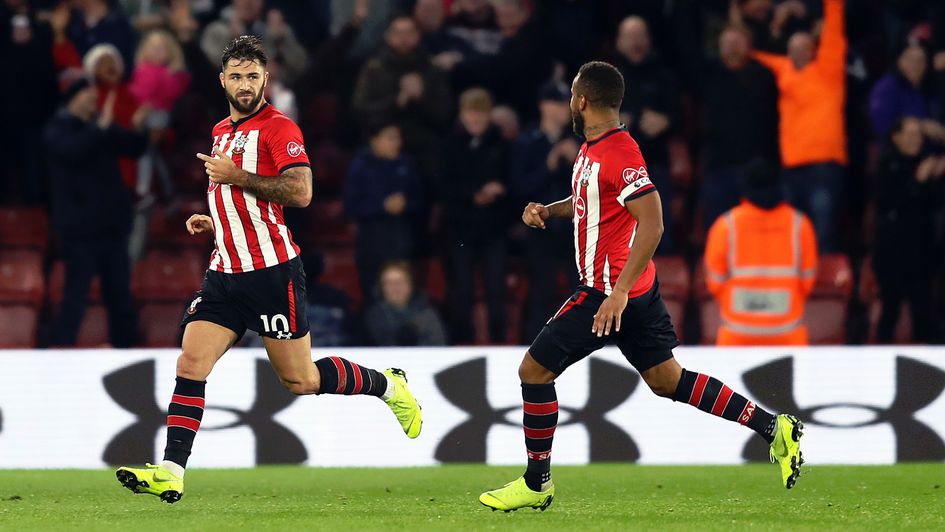 Southampton's Charlie Austin celebrates before his goal is eventually ruled out