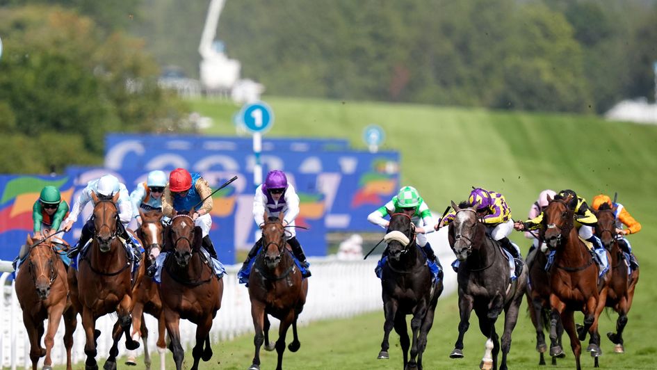 Evening Saigon (red cap) ridden to Stewards' Cup glory by James Doyle