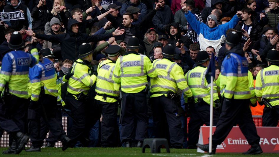Police try to manage disorder at The Hawthorns