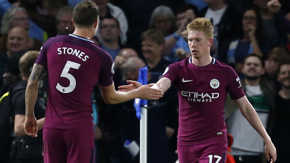 John Stones & Kevin de Bruyne celebrate