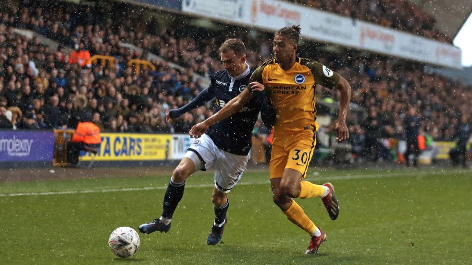 Jed Wallace (left) and Bernardo battle for the ball