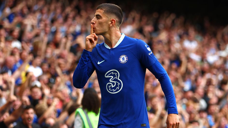 Kai Havertz celebrates a goal for Chelsea