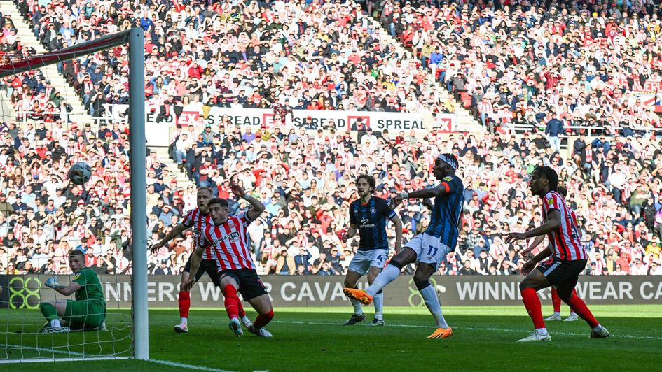 Elijah Adebayo scores for Luton against Sunderland