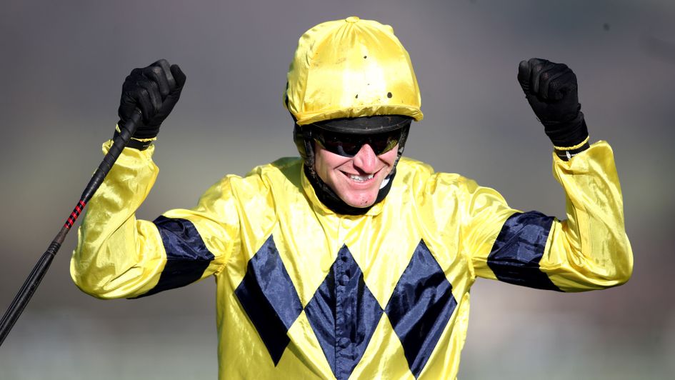 Nick Schofield celebrates Sky Pirate's win