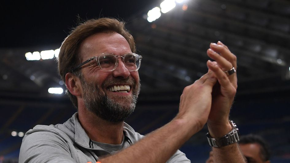 Jurgen Klopp: The Liverpool boss celebrates their Champions League semi-final aggregate victory over Roma