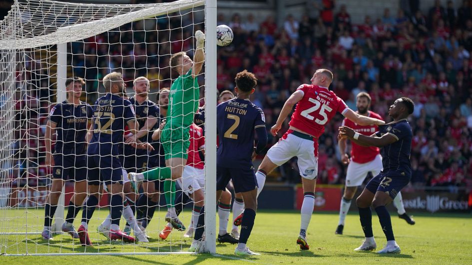 Wrexham in action against Swindon