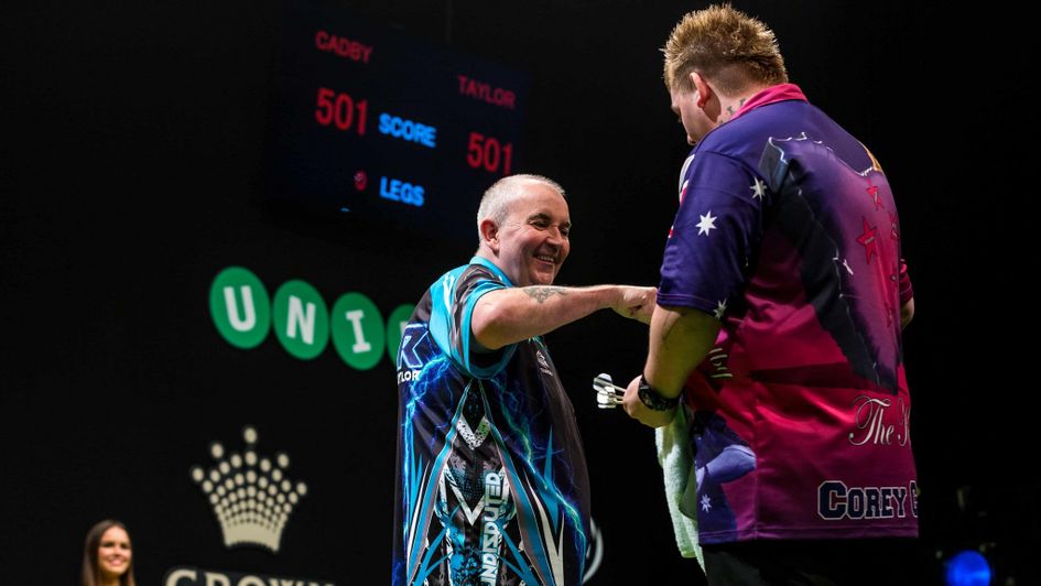 Phil Taylor edged out Corey Cadby in Melbourne (Pic: Tim Murdoch/PDC)