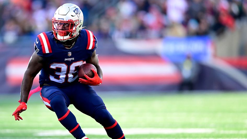Rhamondre Stevenson in action for the New England Patriots