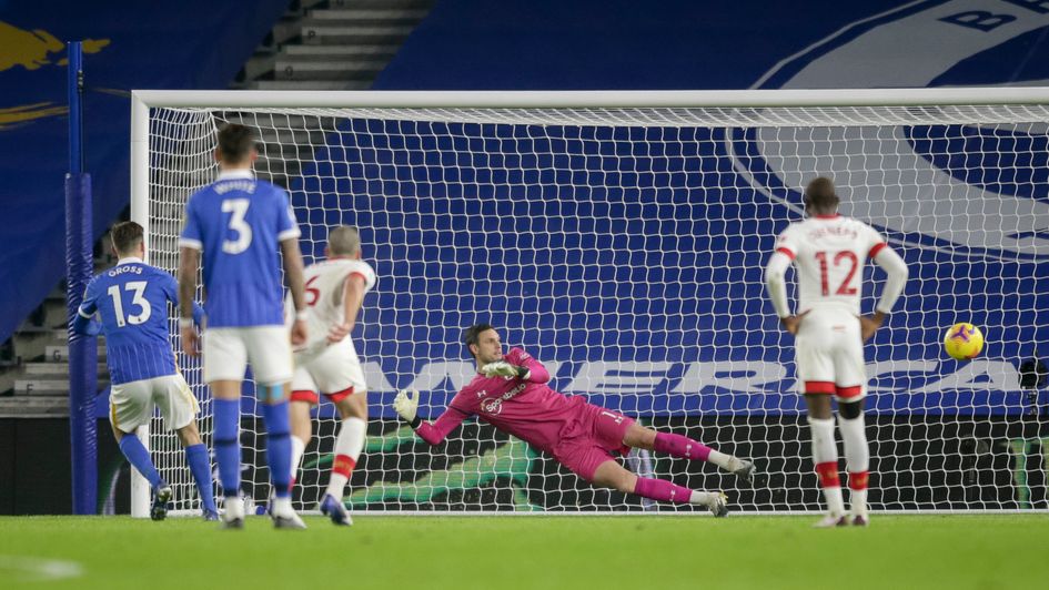 Brighton's Pascal Gross scores a penalty against Southampton
