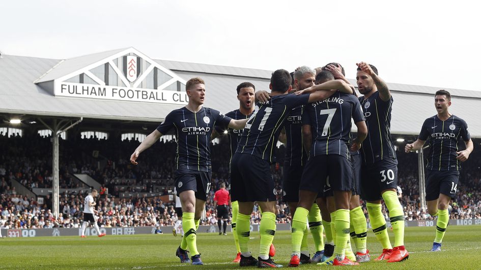 Celebrations for Manchester City away at Fulham