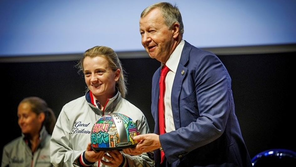 HKJC chief Winfried Engelbrecht-Bresges (right) with Hollie Doyle