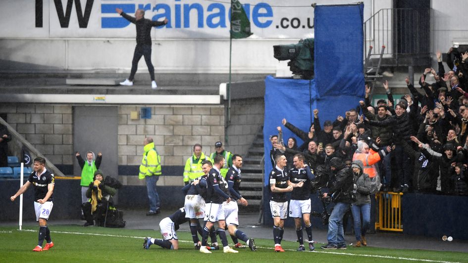 Millwall celebrate Aiden O'Brien's goal