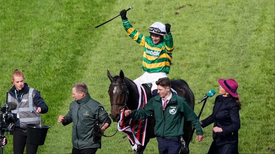 Paul Townend celebrates aboard I Am Maximus