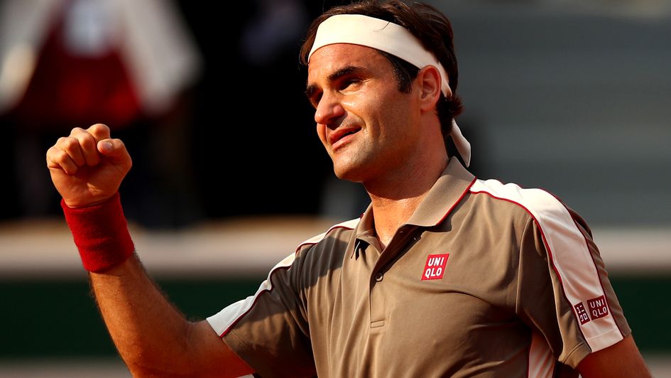 Roger Federer: Tennis ace celebrates a win over countryman Stan Wawrinka at the 2019 French Open