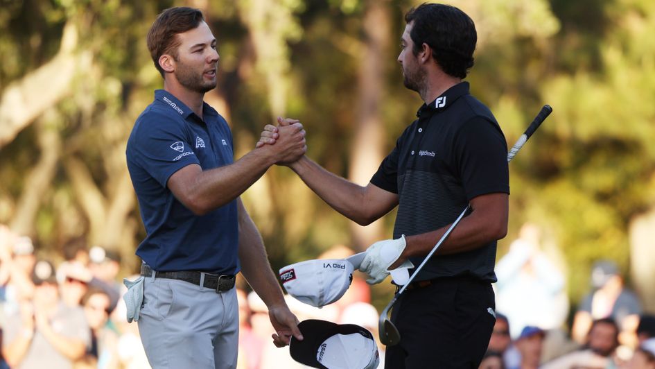 Sam Burns (left) won in a play-off