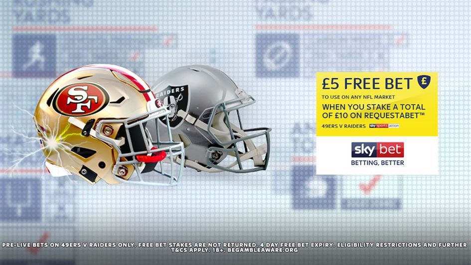 Five pound Free Bet to use on any NFL market when you stake a total of 10 pound on RequestABet