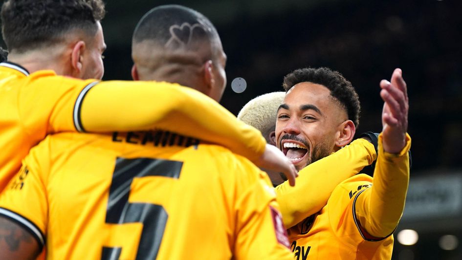Matheus Cunha celebrates a goal for Wolves
