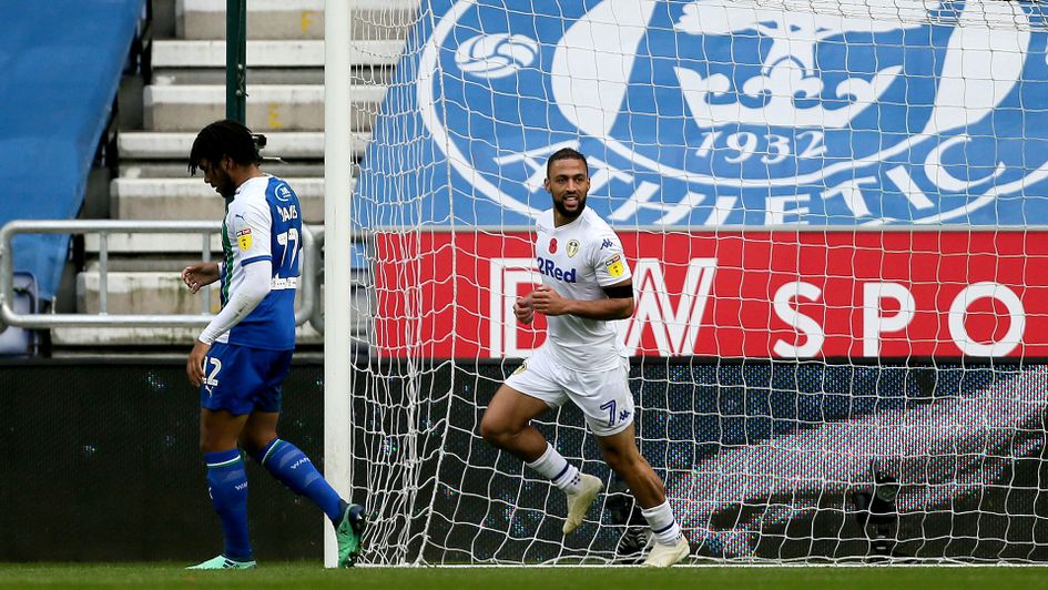 Kemar Roofe scores Leeds' second against Wigan