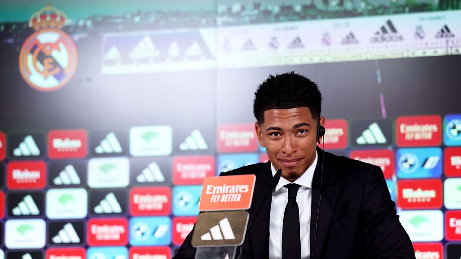 Jude Bellingham at his Real Madrid unveiling