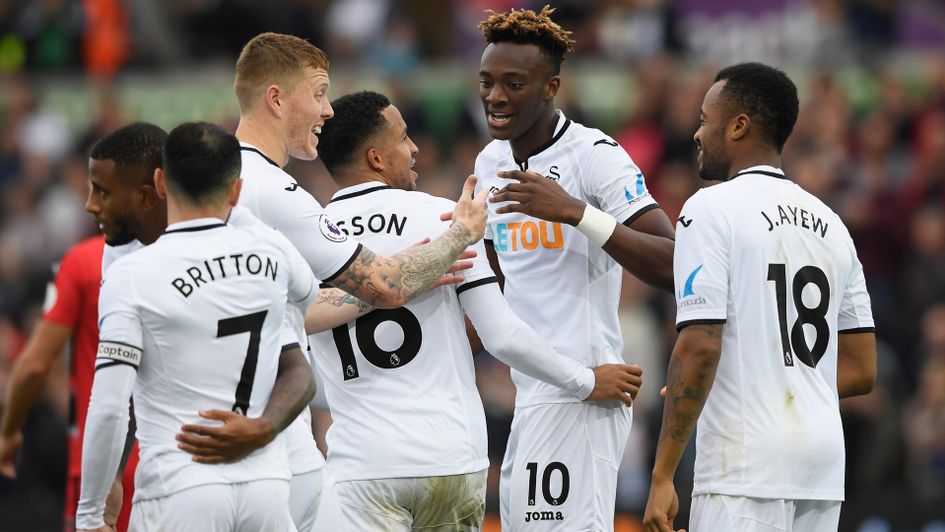 Swansea celebrate making it 2-0
