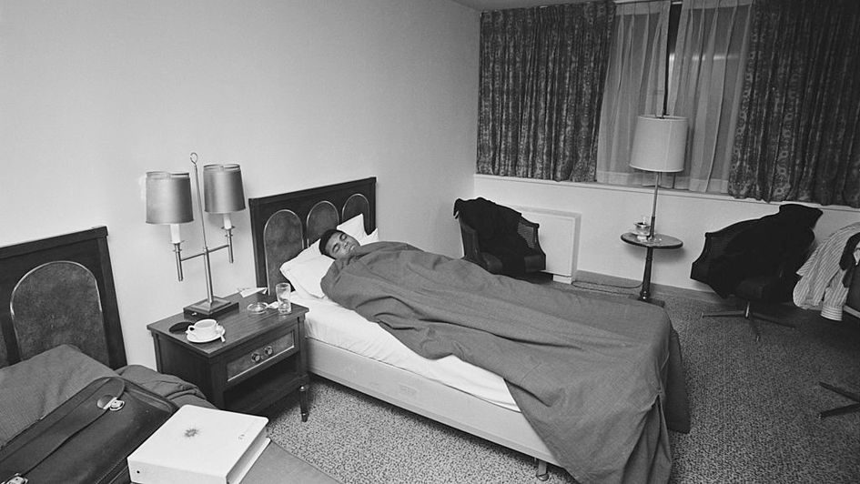 Cassius Clay gets his rest before a big fight