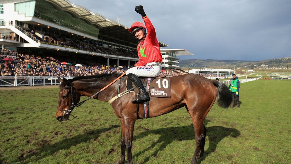 Harry Cobden celebrates on Kilbricken Storm