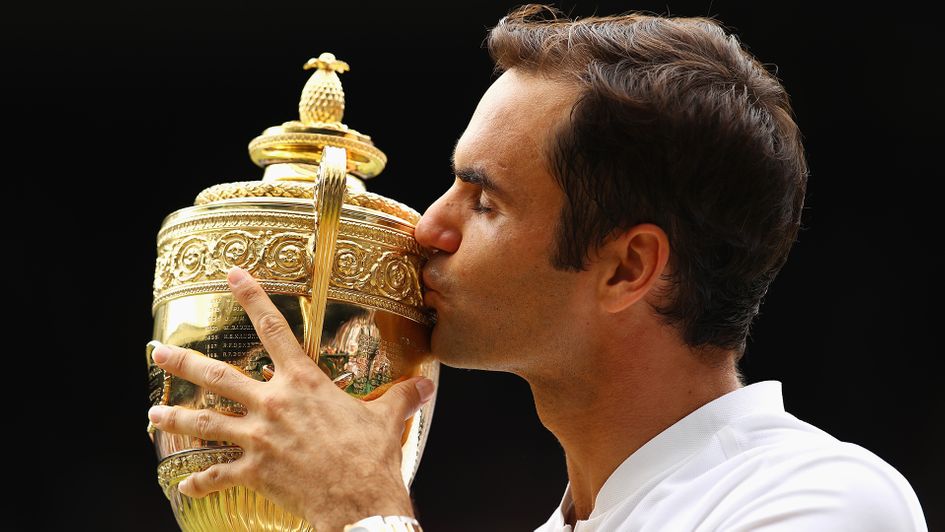 Roger Federer won a record eight Wimbledon titles among his 20 Grand Slams
