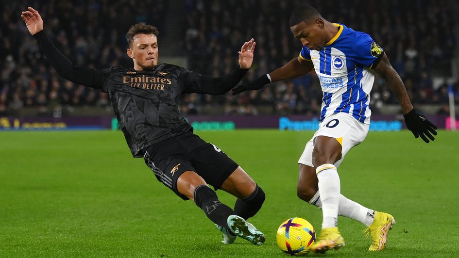 Pervis Estupinan is challenged by Ben White