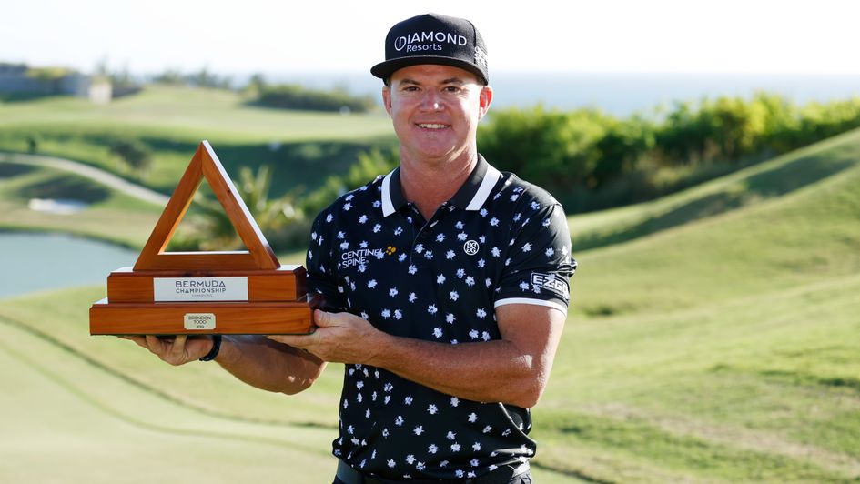 Brian Gay with the 2020 Bermuda Championship title