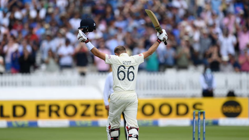 Joe Root celebrates passing 100 at Lord's