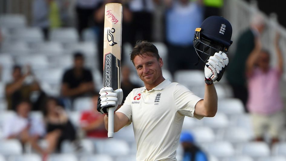 Jos Buttler celebrates his century for England