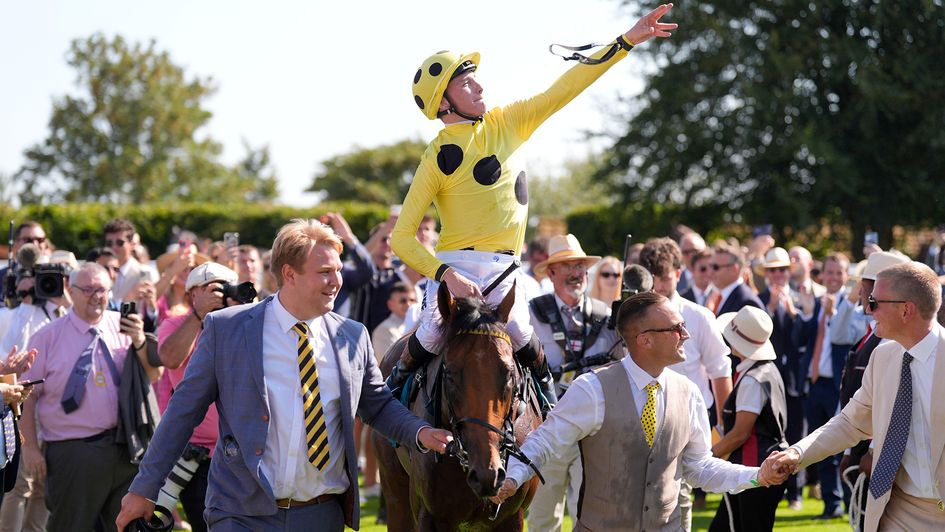 Billy Loughnane celebrates Sussex Stakes glory on Bow Echo