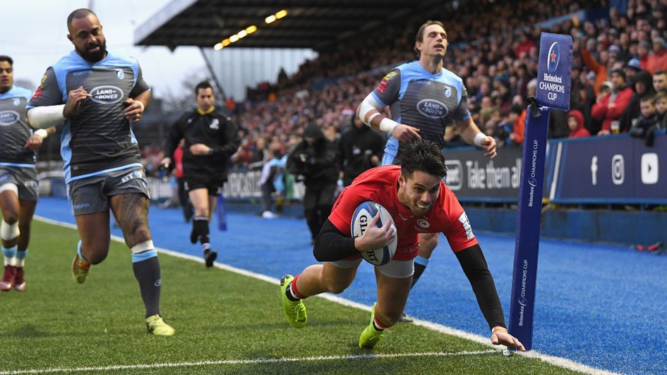 Sean Maitland scores the opening try for Saracens