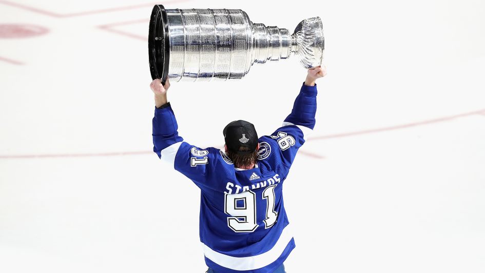 Tampa Bay Lightning's Steven Stamkos lifts the Stanley Cup