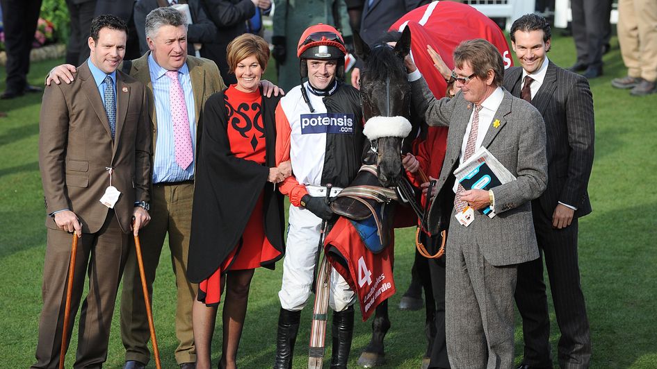Andy Stewart (right) and his family after Big Buck's 2011 World Hurdle win