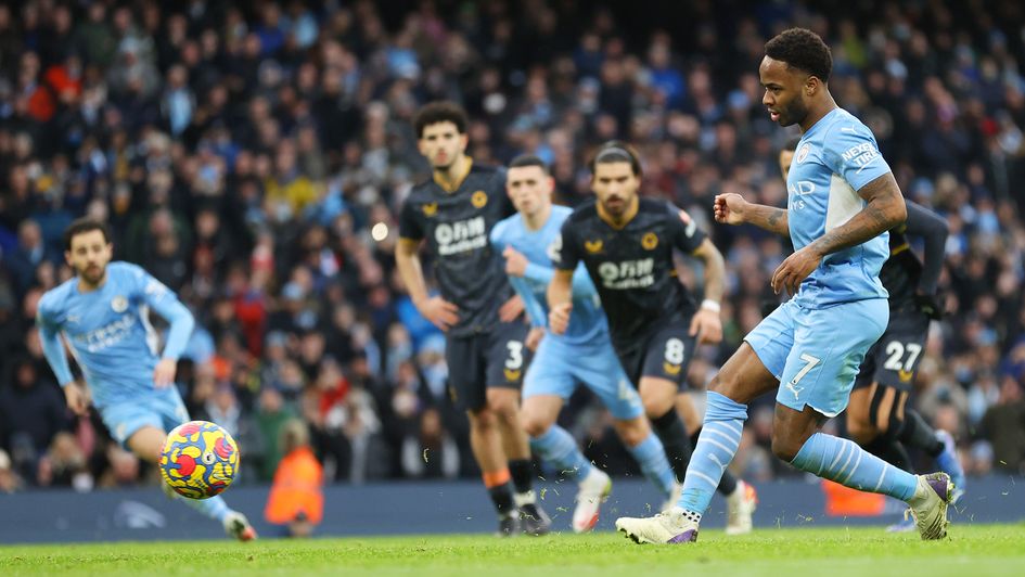 Raheem Sterling scores his 100th Premier League goal