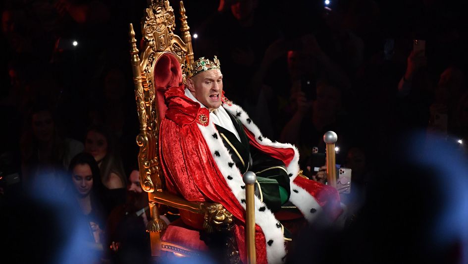Tyson Fury made his way to the ring on a rolling throne