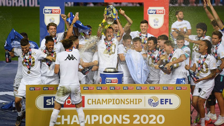 Leeds lift the Sky Bet Championship trophy