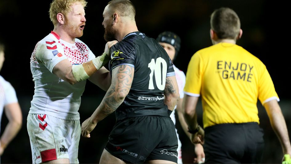 England's James Graham (left) and New Zealand's Jared Waerea-Hargreaves square up