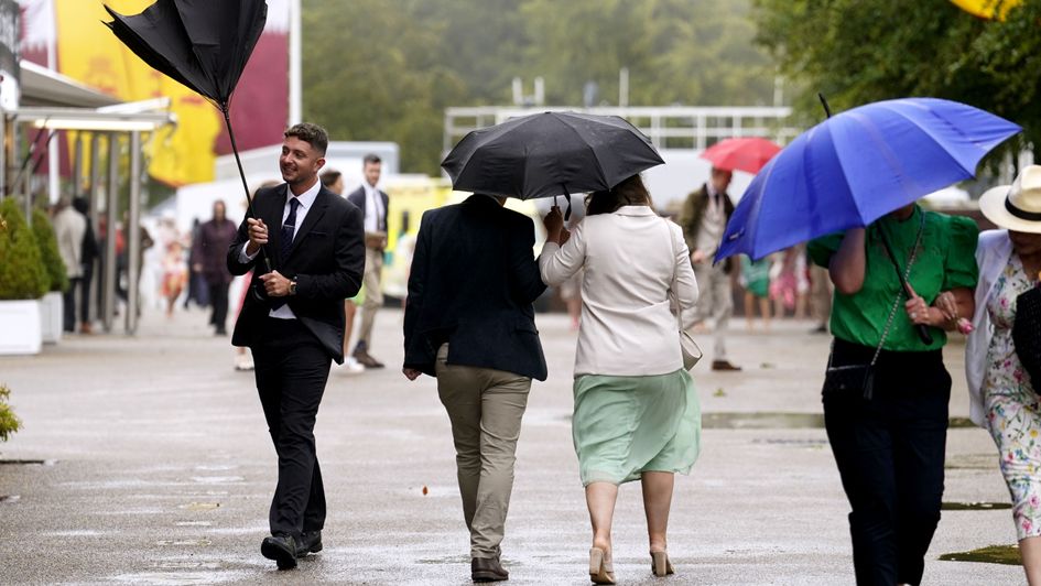 The weather was wet and windy at Goodwood