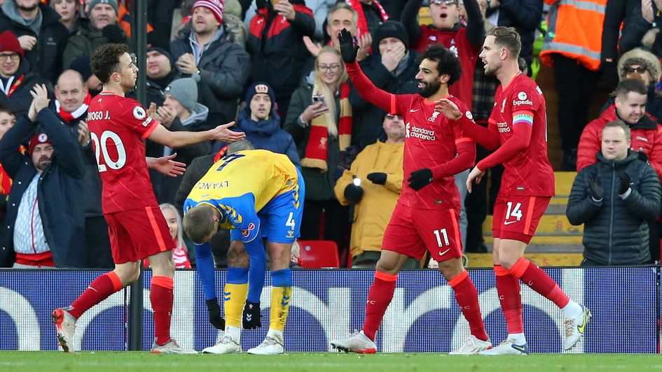 Diogo Jota celebrates his goal against Southampton