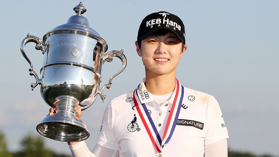 Sung Hyun Park with the U.S. Women's Open trophy
