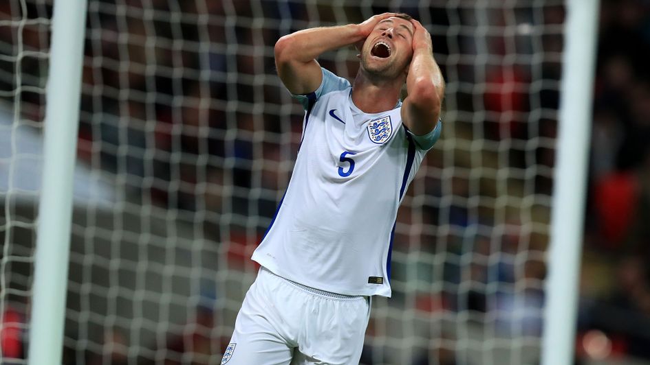 Gary Cahill rues a missed chance for England