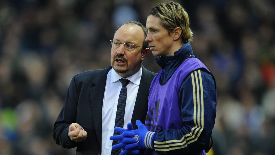 Rafa Benitez (left) worked with Fernando Torres (right) at Liverpool and Chelsea