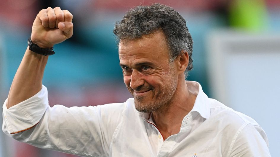 Spain coach Luis Enrique celebrates after victory over Croatia