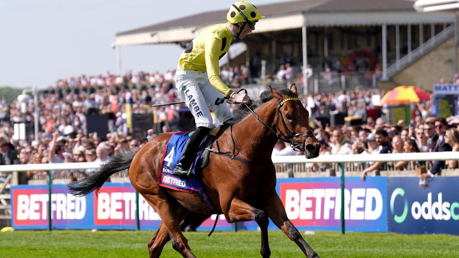 Billy Loughnane celebrates Bow Echo's 2000 Guineas win