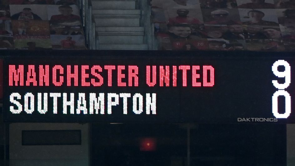 Manchester United beat Southampton 9-0 at Old Trafford
