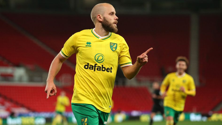 Teemu Pukki celebrates for Norwich